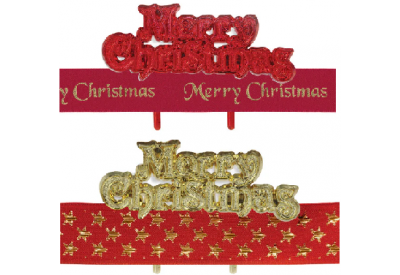 Anniversary House Merry Christmas Ribbon & Motto Kit (Ribbon: 2.5cm x 1m / 1" x 3.2', Motto: 4 x 7cm / 1.6 x 2.75")